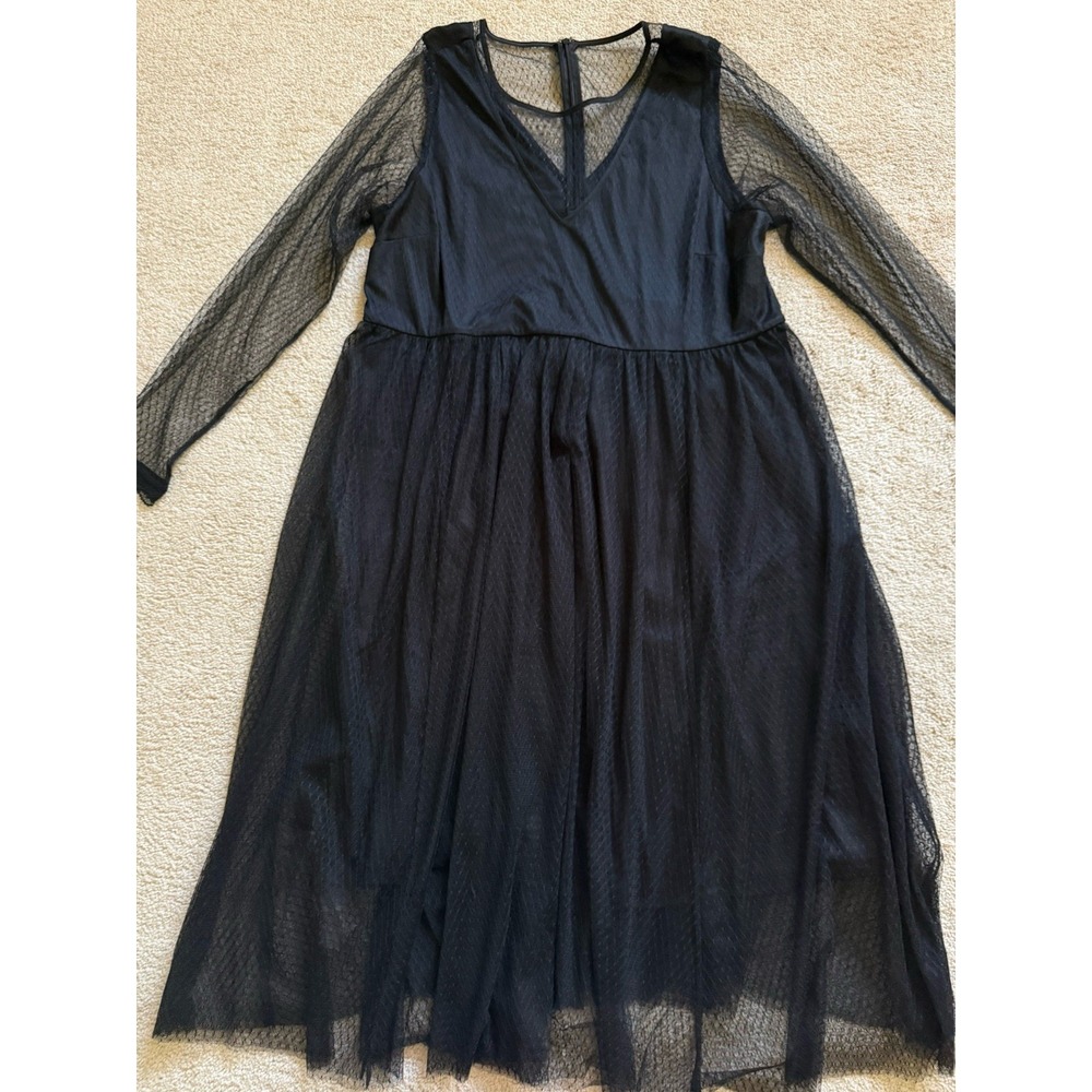 Torrid Black Long Sleeve Mesh & Tulle Dress Size 18